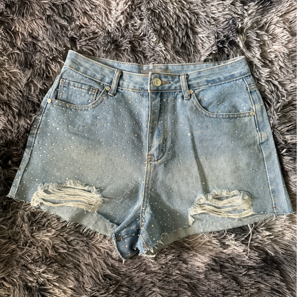Denim Rhinestone Shorts